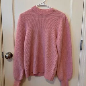 Ganni Wool Pink Puff Sleeve Sweater
